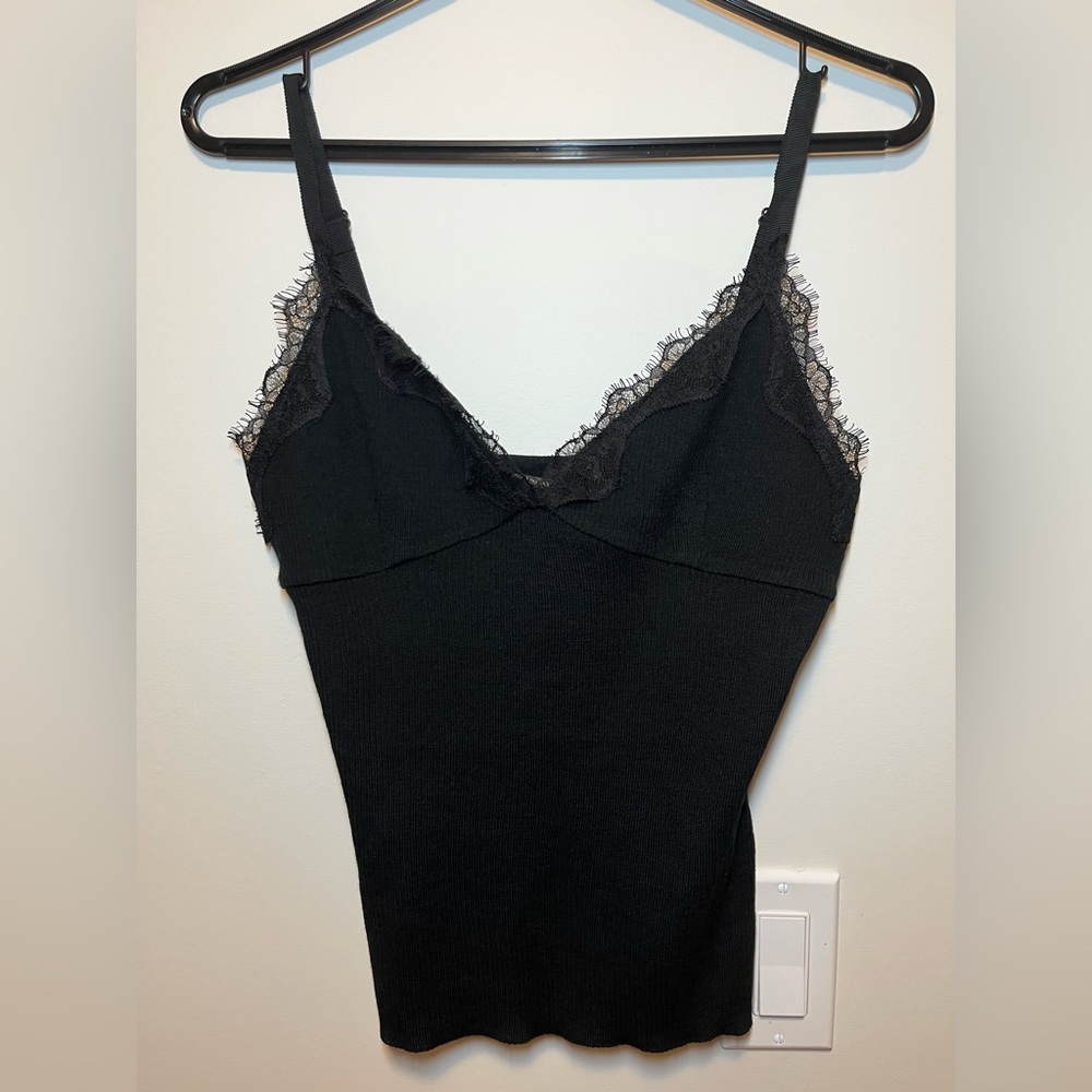 Tristan & Iseut Women’s Black Lace Trim Cami Top